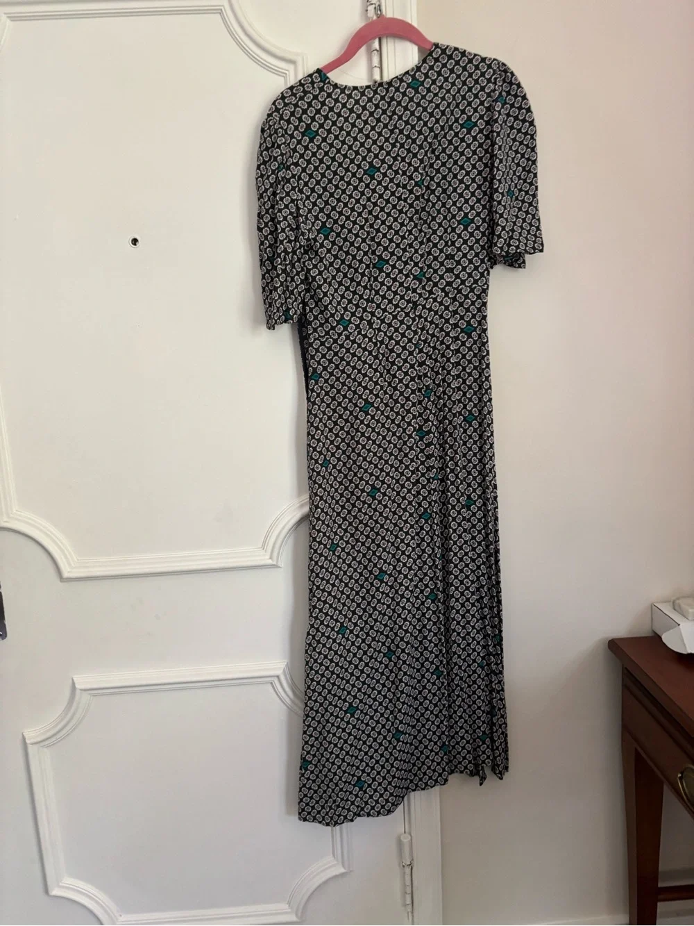 Maje Black Midi Dress with Teal Dot Print - Picture 8 of 8